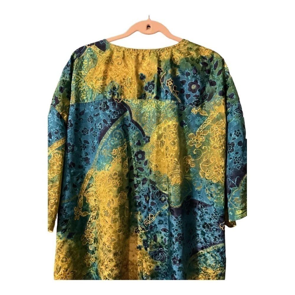 Mira Max Button Up One Size Cover Up/Resort Wear/Kaftan Blue Green Yellow - Picture 5 of 7